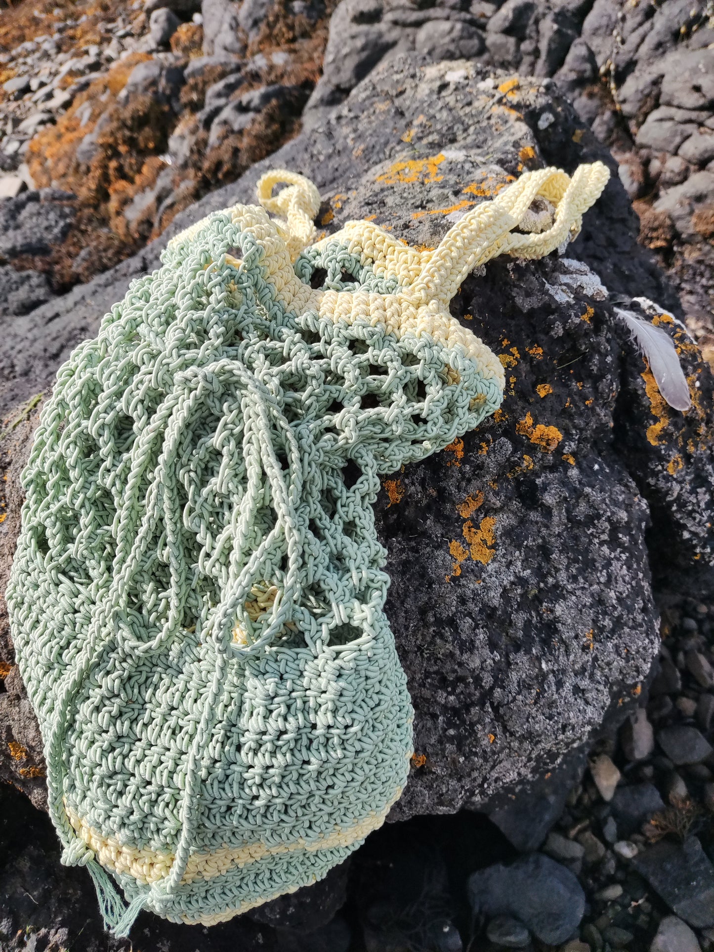 tas gehaakt geel/groen IN REVERSE