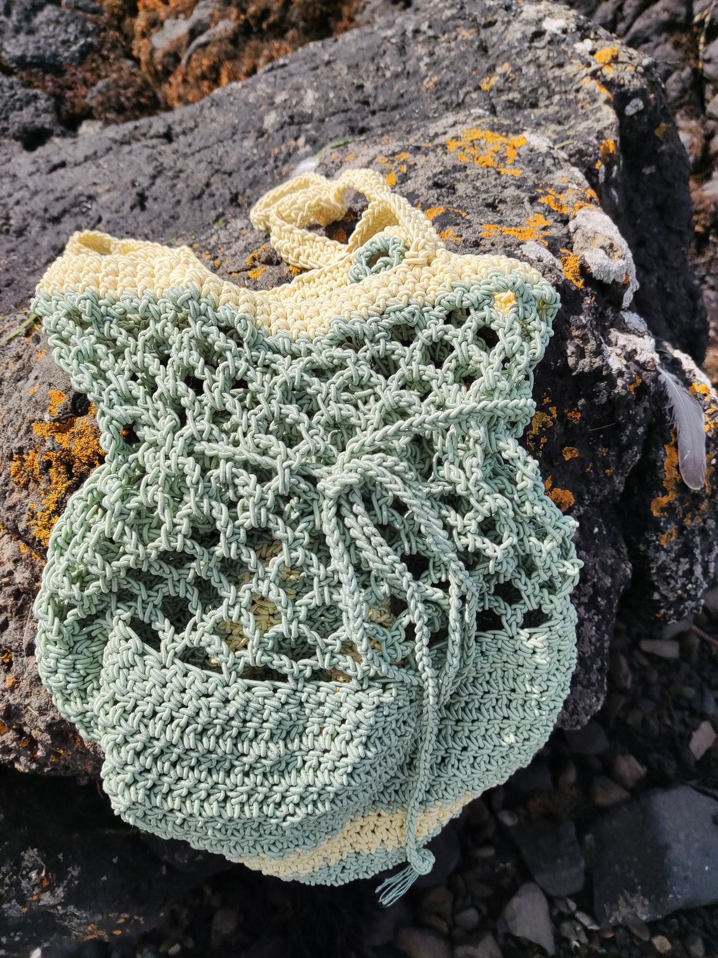 tas gehaakt geel/groen IN REVERSE