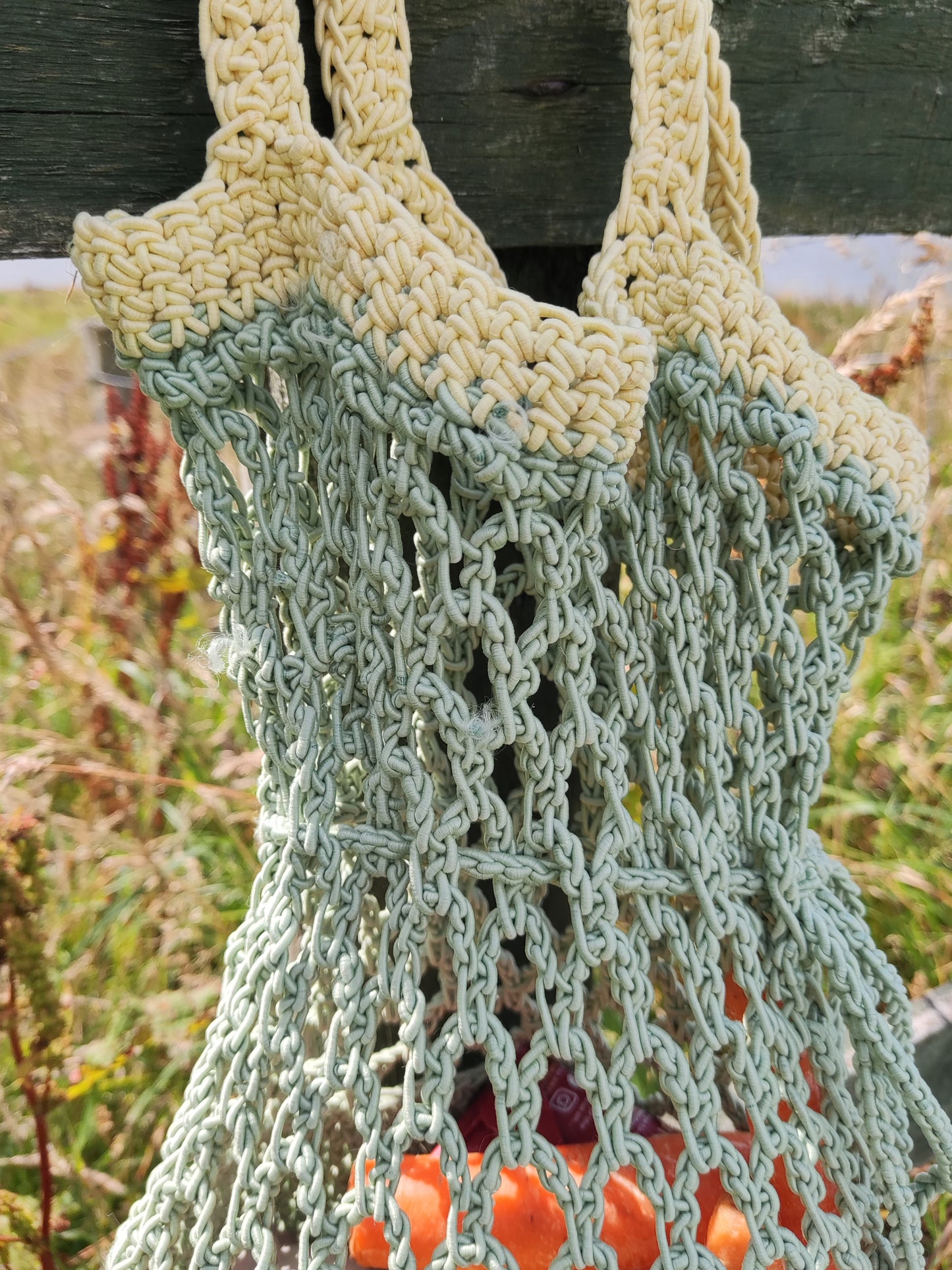 tas gehaakt geel/groen IN REVERSE