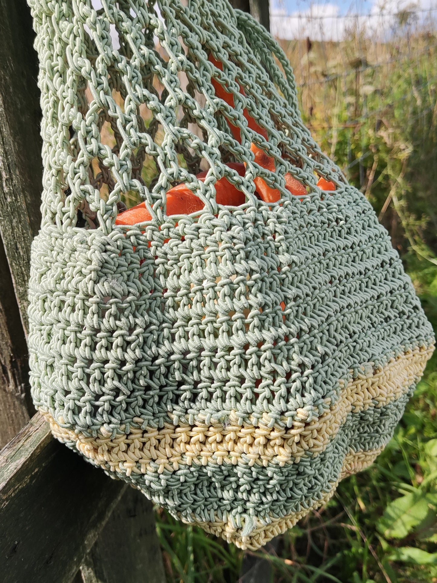 tas gehaakt geel/groen IN REVERSE