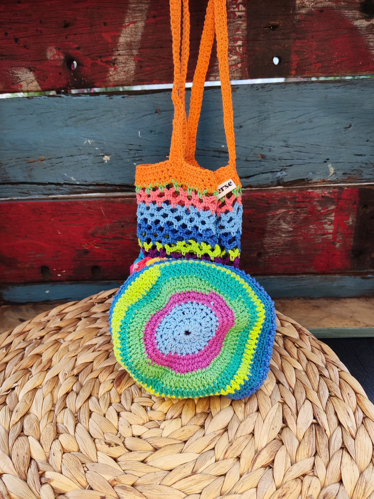 tas gehaakt oranje hengsels IN REVERSE