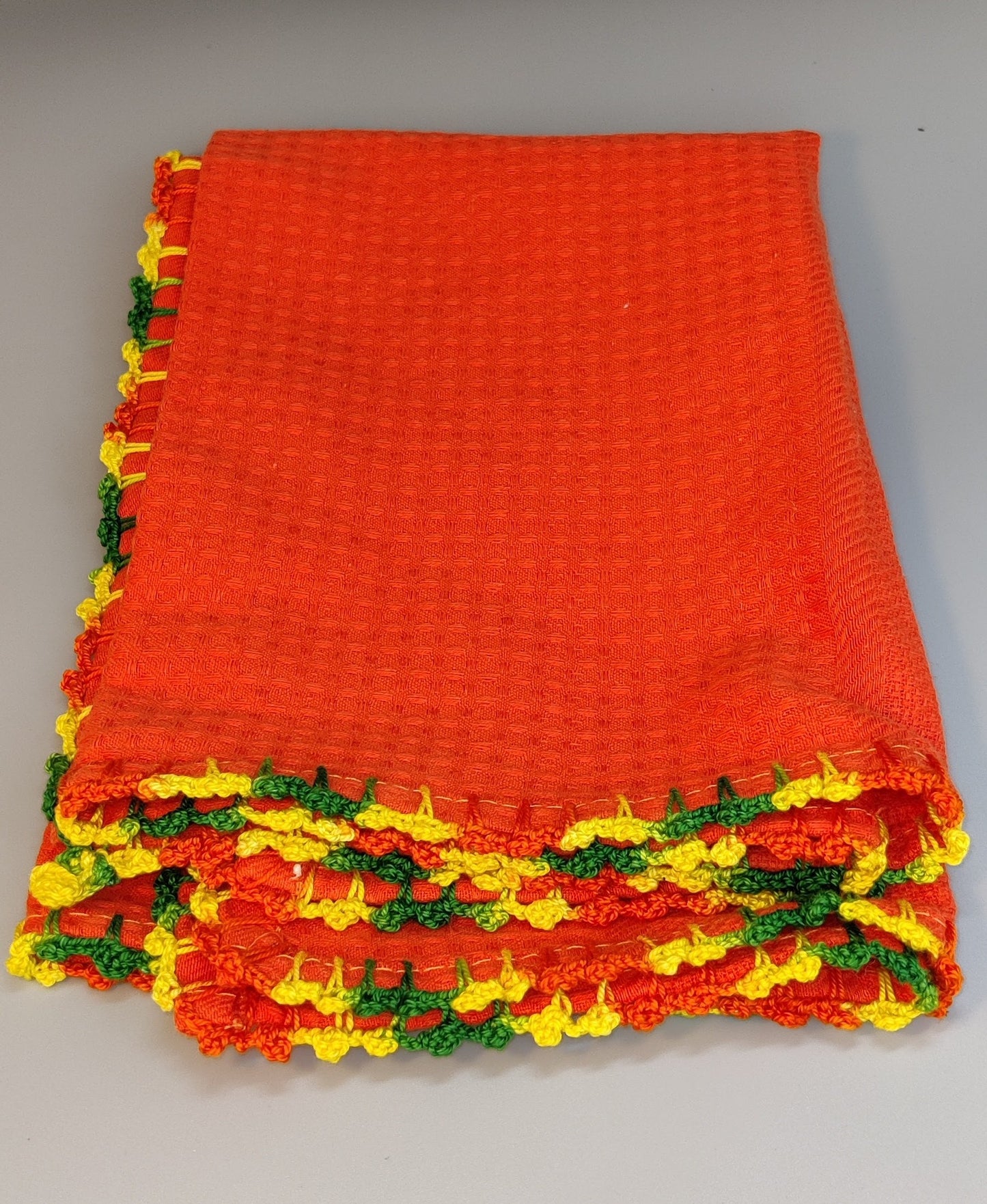 droogdoek oranje met gehaakte rand