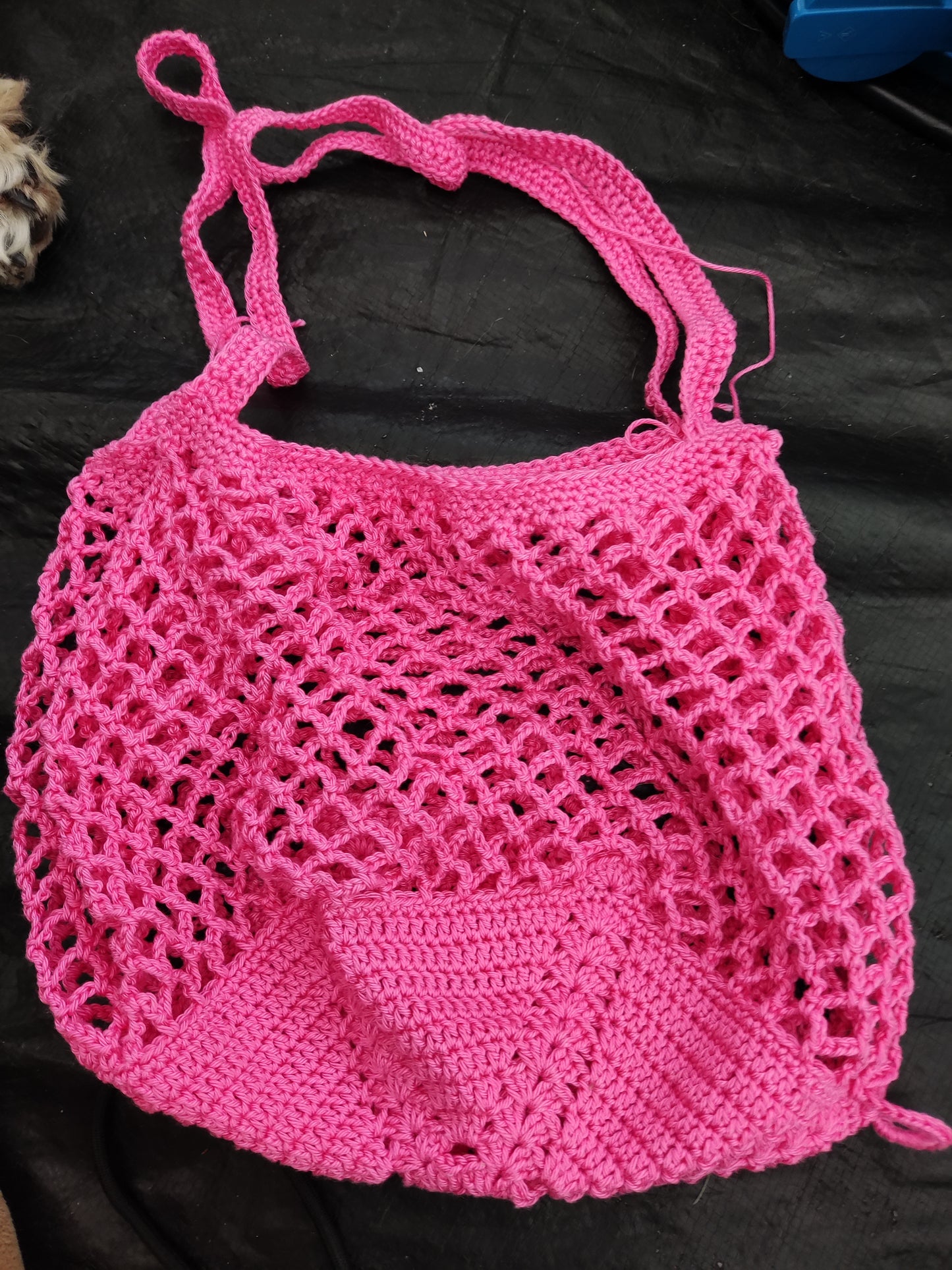 tas gehaakt roze klein IN REVERSE