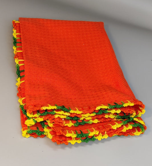 droogdoek oranje met gehaakte rand