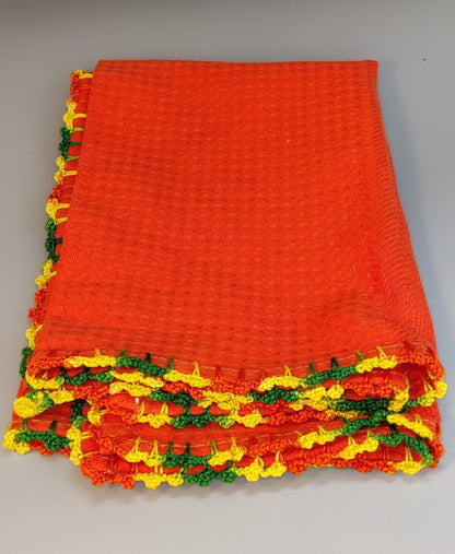 droogdoek oranje met gehaakte rand