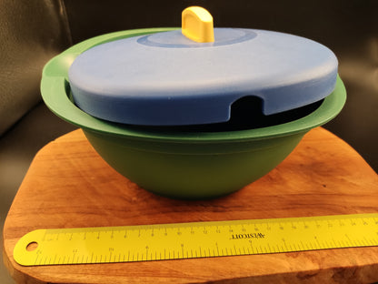 Tupperware vierkante schaal blauw groen