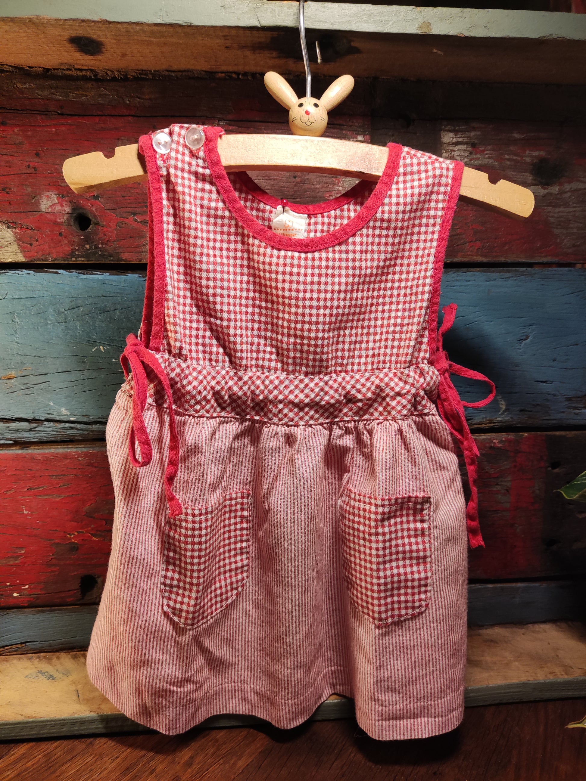 jurkje rood/wit geblokt vintage HEMA - Main Image