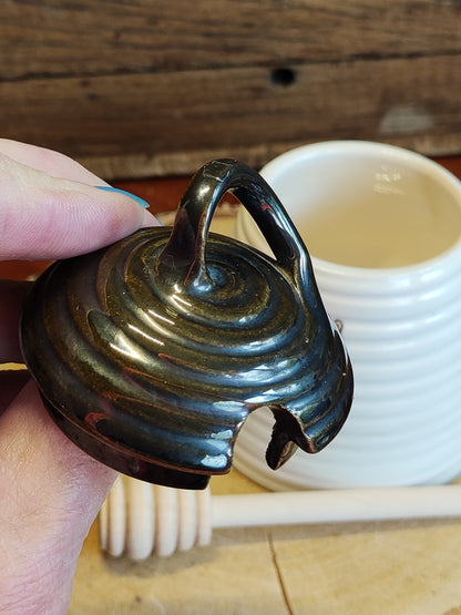 honingpot wit met zwarte deksel